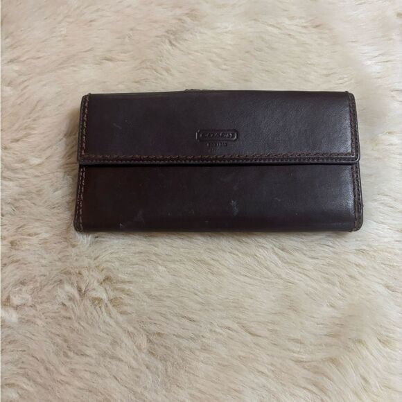 Vintage Coach Dark Brown Leather Wallet with Gold Turnlock - Picture 7 of 9
